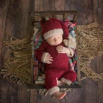 Newborn Photography Clothing Christmas Theme Modeling Mohair Hat + Jumpsuit Suit(Baby Girl)