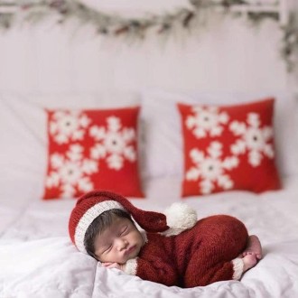 Newborn Photography Clothing Christmas Theme Modeling Mohair Hat + Jumpsuit Suit(Baby Girl)