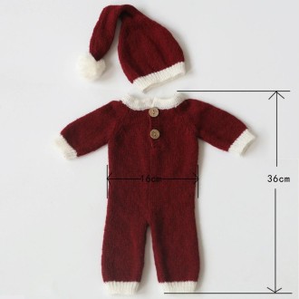 Newborn Photography Clothing Christmas Theme Modeling Mohair Hat + Jumpsuit Suit(Baby Girl)