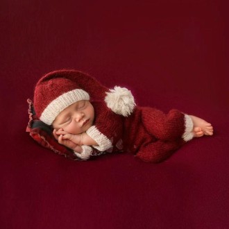 Newborn Photography Clothing Christmas Theme Modeling Mohair Hat + Jumpsuit Suit(Baby Girl)