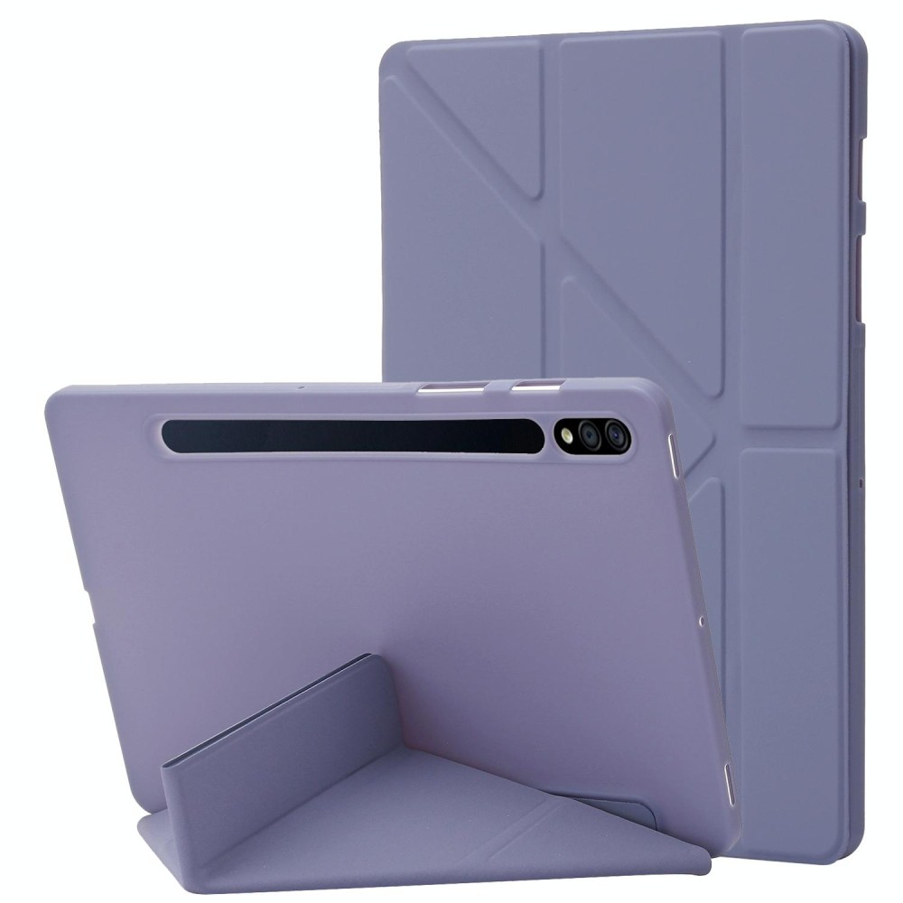 For Samsung Galaxy Tab S9 Deformation Silicone Leather Tablet Case(Lavender)