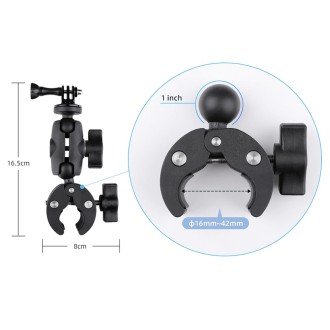 360 Rotation Adjustable Action Camera Clamp Plier Base Holder(Black)