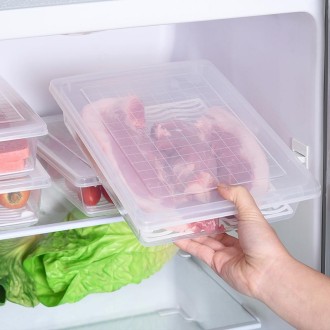 Kitchen Refrigerator Drainable Fresh-Keeping Box Food Plastic Sealed Freezer Storage Box Fish Fresh Box, Size:Large