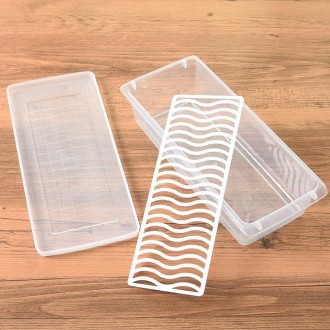 Kitchen Refrigerator Drainable Fresh-Keeping Box Food Plastic Sealed Freezer Storage Box Fish Fresh Box, Size:Large