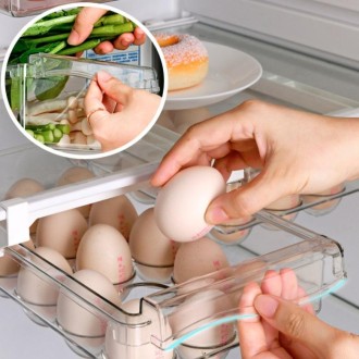 Refrigerator Storage Box Drawer Type Square Household Multifunctional Food Preservation Box, Specification: 2 Egg Box