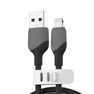 KUULAA KL-X58 2.4A USB to 8 Pin Liquid Silicone MFI Data Cable, Length:2m(Black)