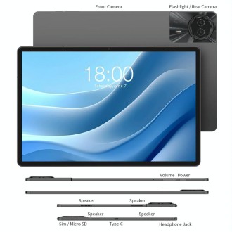 Teclast T50 Max Tablet PC 11 inch, 8GB+256GB,  Android 14 MediaTek Helio G99 Octa Core, 4G LTE Dual SIM