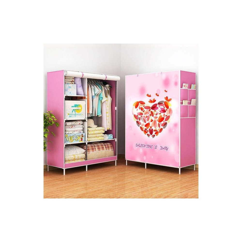 Non-woven Fabric Frame Reinforcement Wardrobe DIY Assembly Storage Organizer Detachable Clothing Furniture Shelf(Heart)