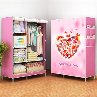 Non-woven Fabric Frame Reinforcement Wardrobe DIY Assembly Storage Organizer Detachable Clothing Furniture Shelf(Heart)