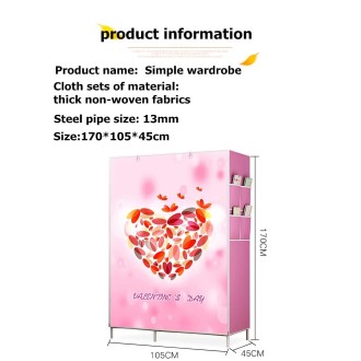 Non-woven Fabric Frame Reinforcement Wardrobe DIY Assembly Storage Organizer Detachable Clothing Furniture Shelf(Heart)