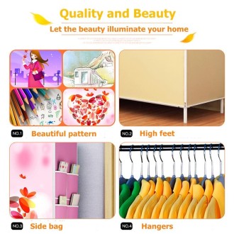 Non-woven Fabric Frame Reinforcement Wardrobe DIY Assembly Storage Organizer Detachable Clothing Furniture Shelf(Heart)