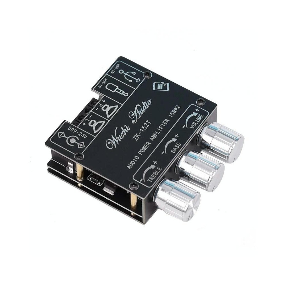 ZK-152T Mini Bluetooth 5.1 Receiving Audio Module With Power Amplifier Digital D Stereo Dual Channel