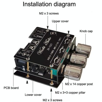 ZK-152T Mini Bluetooth 5.1 Receiving Audio Module With Power Amplifier Digital D Stereo Dual Channel