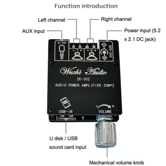 ZK-152T Mini Bluetooth 5.1 Receiving Audio Module With Power Amplifier Digital D Stereo Dual Channel