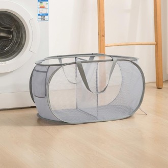 Foldable Storage Basket Household Layered Thickened Dirty Laundry Basket, Spec: 2 Grids Gray