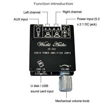 ZK-152 Mini Bluetooth 5.1 Receiving Audio Module With Power Amplifier Digital D Stereo Dual Channel