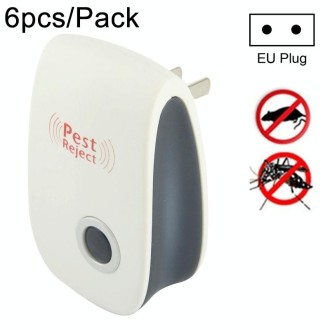 6pcs/Pack Ultrasonic Electronic Cockroach Mosquito Pest Reject Repeller, EU Plug