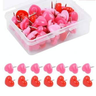 100pcs /Box 10.6x7.8x1.8cm Love Plastic Studs DIY Office School Colorful Pins(Red Pink Mixed Color)