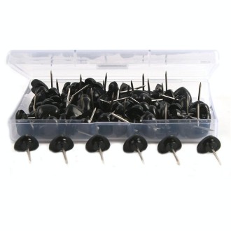 100pcs /Box 10.6x7.8x1.8cm Love Plastic Studs DIY Office School Colorful Pins(Black)