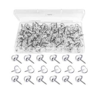 100pcs /Box 7.9x5.8x3cm Love Plastic Studs DIY Office School Colorful Pins(Transparent)