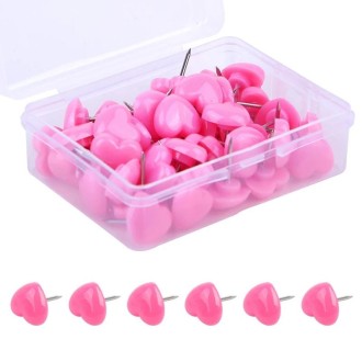 100pcs /Box 7.9x5.8x3cm Love Plastic Studs DIY Office School Colorful Pins(Pink)