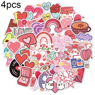 4sets Valentine Day Gifts Decorative Stickers Cartoon Waterproof Water Cup Sticker, Spec: N13