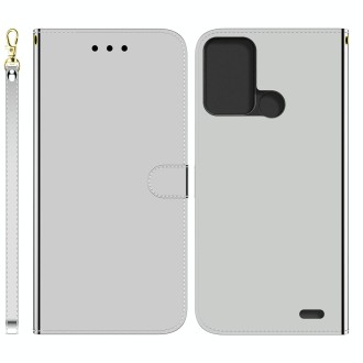 For ZTE Blade A52 Imitated Mirror Surface Horizontal Flip Leather Phone Case(Silver)