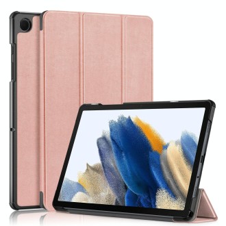 For Samsung Galaxy Tab A9 Plus 3-folding Leather Smart Tablet Case(Rose Gold)