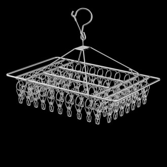 Square Socks Drying Hanger Stainless Steel Multifunctional Windproof Drying Rack, Style: 40x25cm 60 Clips