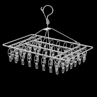 Square Socks Drying Hanger Stainless Steel Multifunctional Windproof Drying Rack, Style: 40x25cm 50 Clips