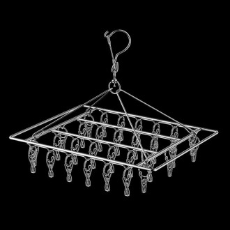 Square Socks Drying Hanger Stainless Steel Multifunctional Windproof Drying Rack, Style: 35x27cm 30 Clips