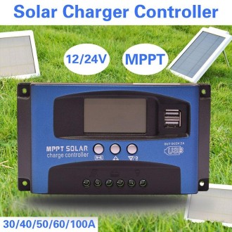 YCX-003 30-100A Solar Charging Controller with LED Screen & Dual USB Port Smart MPPT Charger, Model: 12/24V 30A