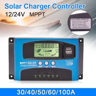 YCX-003 30-100A Solar Charging Controller with LED Screen & Dual USB Port Smart MPPT Charger, Model: 12/24V 30A