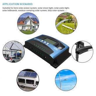 YCX-003 30-100A Solar Charging Controller with LED Screen & Dual USB Port Smart MPPT Charger, Model: 12/24V 30A