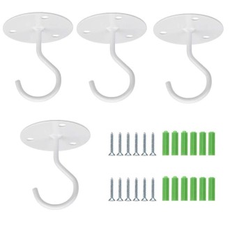 4 PCS Iron Ceiling Hook Balcony Flower Basket Hook Wall Clothes Hook(White)