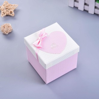 6 PCS Paper Valentine Day Gift Box With Bow, Specification: 10x10x10cm(Pink)