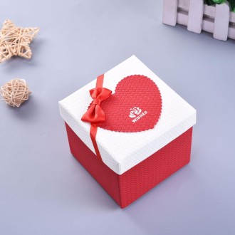 6 PCS Paper Valentine Day Gift Box With Bow, Specification: 10x10x10cm(Red)