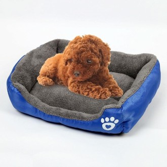 Candy Color Four Seasons Genuine Warm Pet Dog Kennel Mat Teddy Dog Mat, Size: S, 43×32×10cm (Dark Blue)