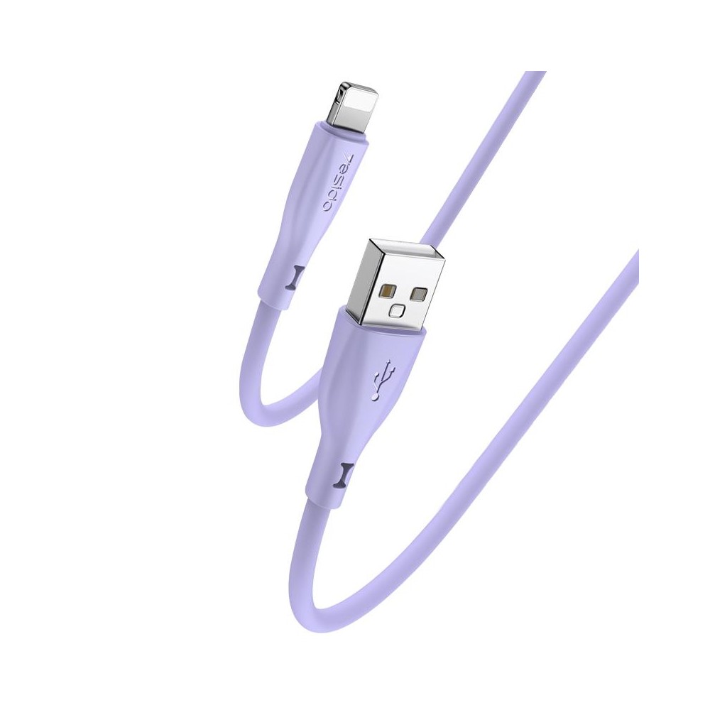 Yesido CA119L USB to 8 Pin Silicone Charging Data Cable, Cable Length: 1m(Purple)