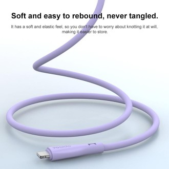 Yesido CA119L USB to 8 Pin Silicone Charging Data Cable, Cable Length: 1m(Purple)