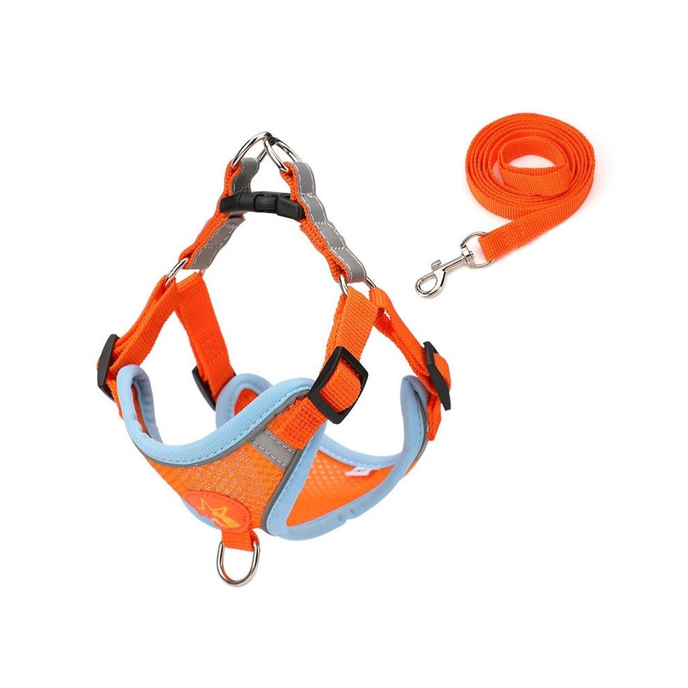 Pet Dog Harness Reflective Anti-break-off Vest-style Leash, Color: Mesh Orange(S)