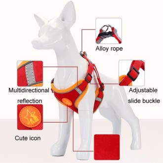 Pet Dog Harness Reflective Anti-break-off Vest-style Leash, Color: Mesh Orange(S)