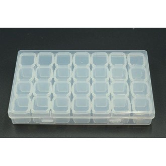 28 Slots Manicure Tool Storage Box Dustproof Independent Compartment Mini Drill Box Jewelry Box PP Pill Box(Transparent)