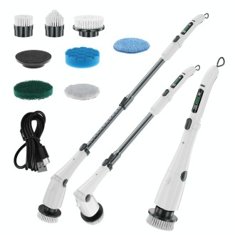 Multifunctional Long and Short Dual Purpose Electric Cleaning Brush Kitchen Bathroom Window Floor Brush(White)