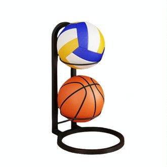 Basketball Storage Rack Volleyball Stand Holder, Spec: 2 Layers Black