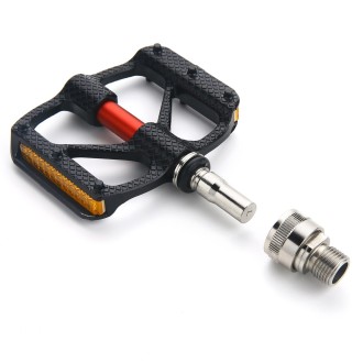 QR610 1 Pair Carbon Fiber Bicycle Quick Release Pedals(Red Axis)