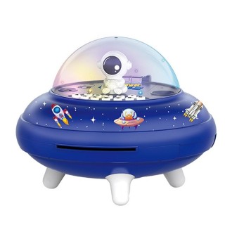 19.6 x 13.7 x 19.6cm UFO Flying Saucer Money Bank Toys Childrens Astronaut Intelligent Simulation Savings Jar(Blue Male Astronau