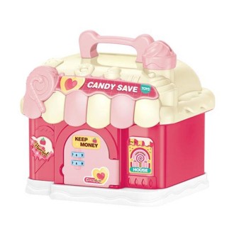 18 x 15 x 16.5cm Candy House Childrens Cartoon Coin Bank Small House Savings Jar Toys(Pink)