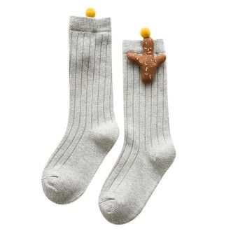 Baby Cartoon Anti-Slip Knitted Long Socks Knee Socks, Size:M(Light Gray)