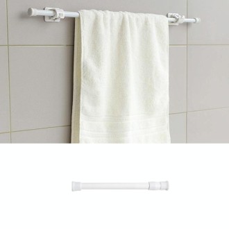 Baking Paint No Punch Curtain Telescopic Rod Hooks Support Bracket, Length: 30cm-50cm